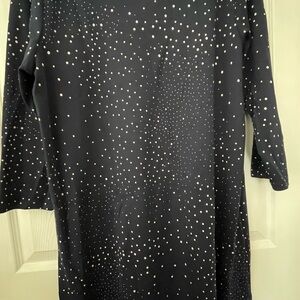 Isaac Mizrahi Navy Starry Dot Long Sleeve Dress